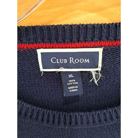 Navy Intarsia Labrador Retriever Yellow Dog Sweater Men's XL Cotton Club Room - Picture 4 of 11